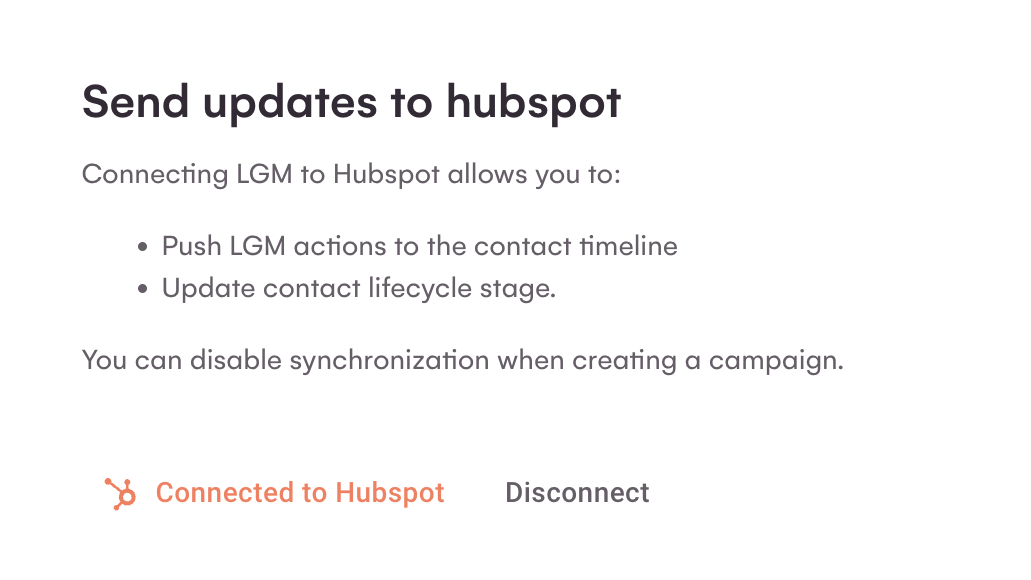 Connect LagrowthMachine to HubSpot